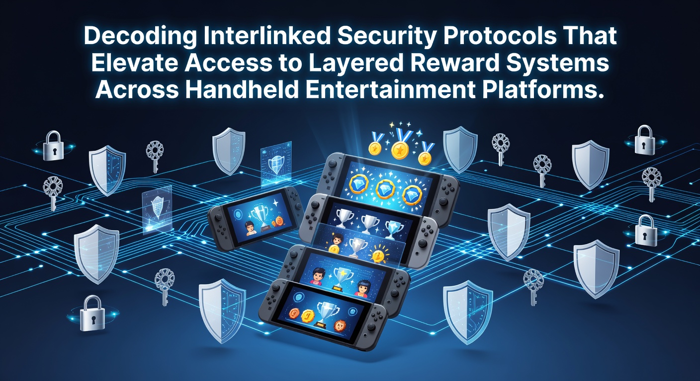 Interlinked security protocols visualized on a mobile entertainment device screen