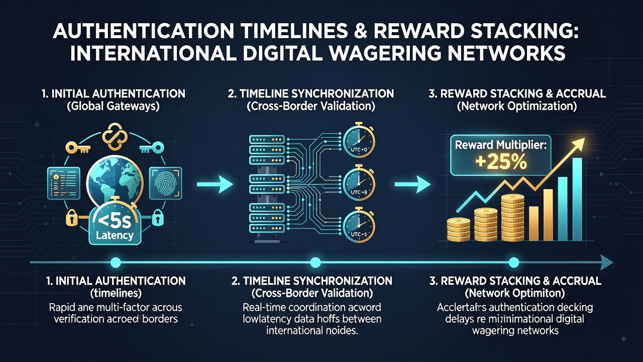 International wagering networks displaying synchronized reward activation after verification