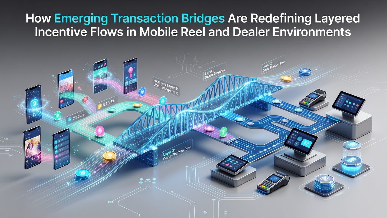 Mobile casino transaction bridge interface showing layered incentives connecting slots and live dealer tables